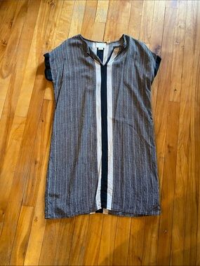 Cynthia Rowley Black & White Striped Short-Sleeve Tunic